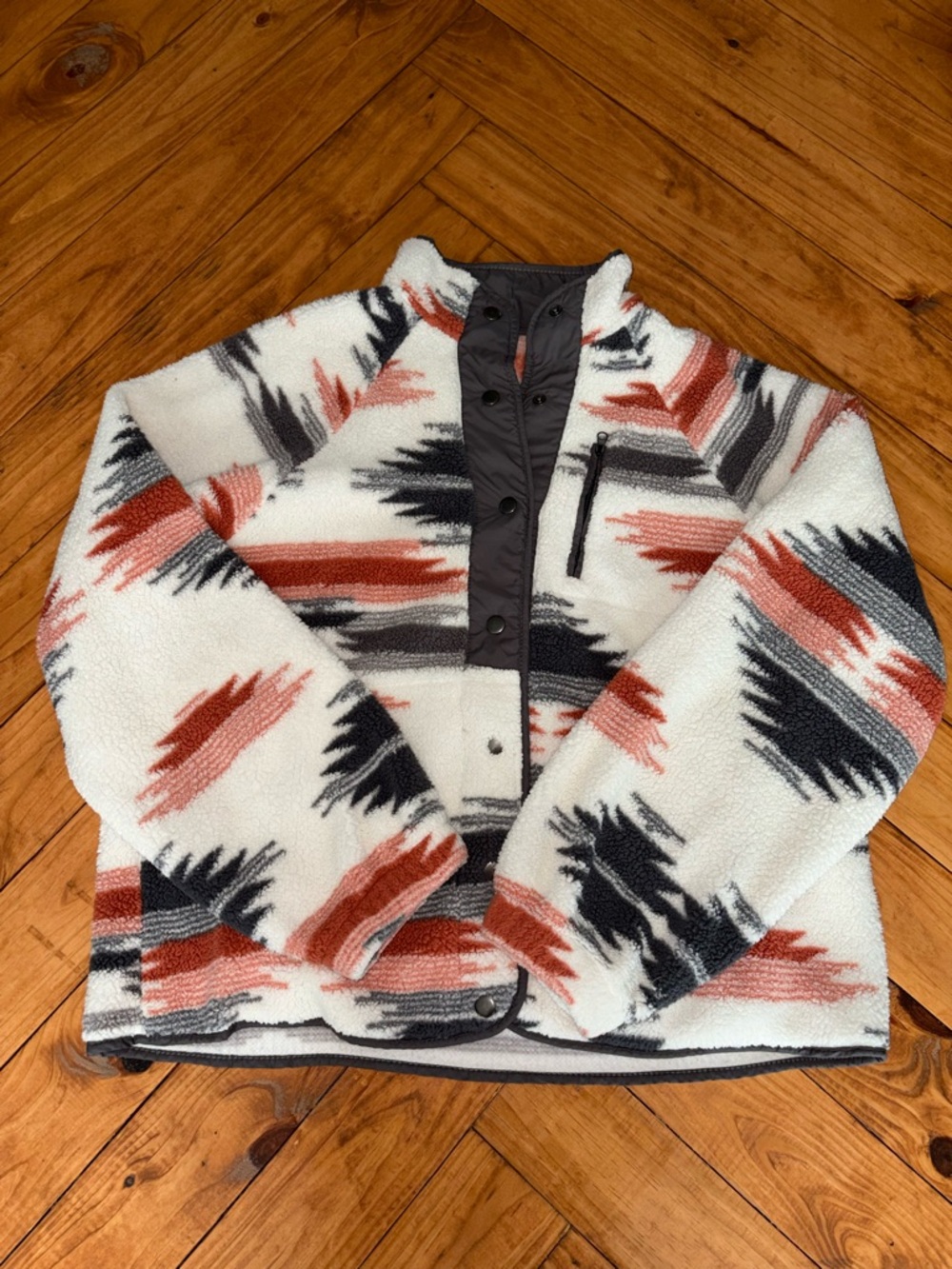 Cozy Aztec Print Sherpa Jacket Size Large